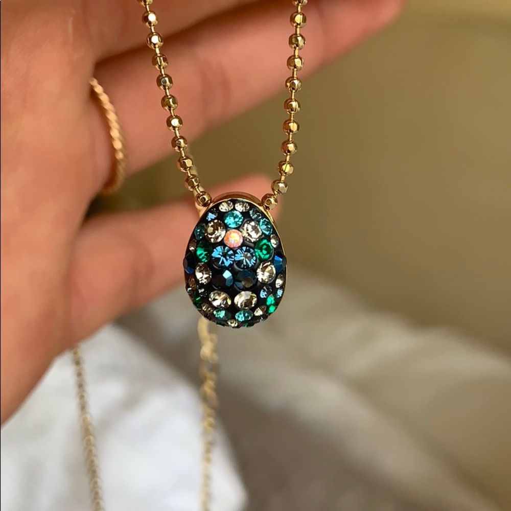 Swarovski Crystal Egg Pendant with Gold Chain